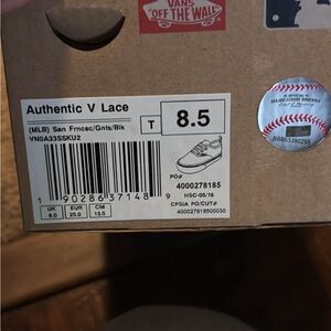 Vans Authentic V Lace Black Sneakers San Francisco Giants toddler shoes